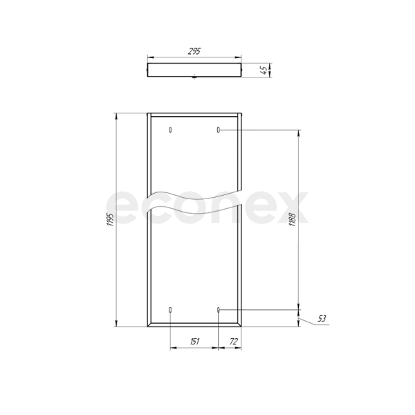 Светильник Econex Office E 1195x295 35 Prism 4000K CRI90 EM