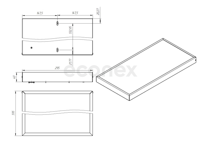 Светильник Econex Office 595x295 15 Prism 5000K G2 EM