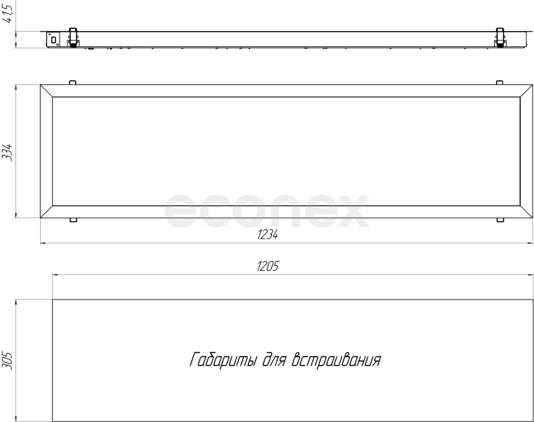 Светильник Econex Office Gk 1200x300 35 Opal 5000K G2