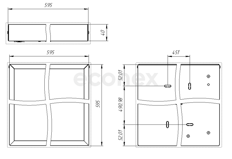 Светильник Econex Office E 595x595 30 Opal 4000K CRI90 IP54 G2 AP