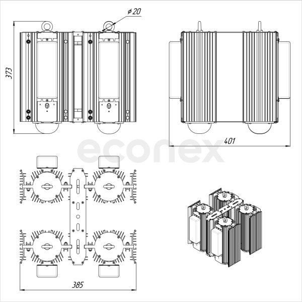 Светильник Econex Hell 480 D90 70°C 5000K AN