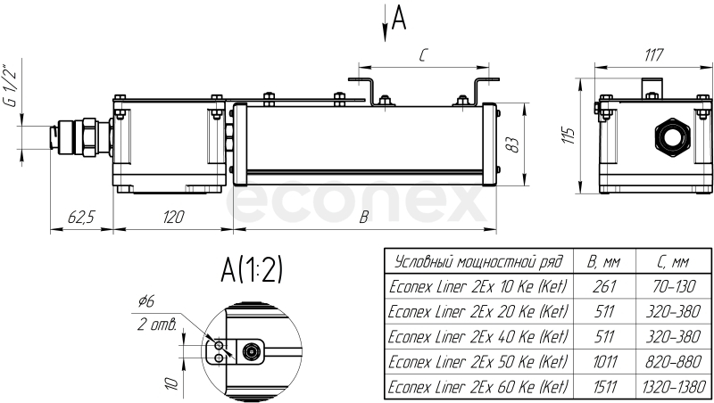 Светильник Econex Liner 2Ex 20 D120 5000К (Ket)