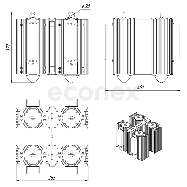Светильник Econex Hell 480 D60 70°C 5000K AN