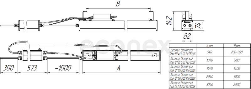 Светильник Econex Universal Stock 40 D60 IP65 5000K EM3