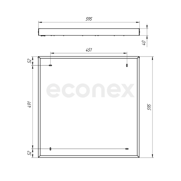 Светильник Econex Office E 595x595 35 Opal 4000K CRI90