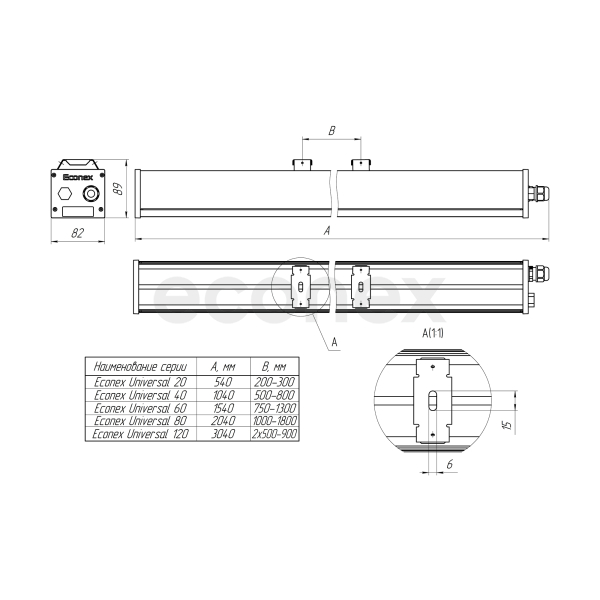 Светильник Econex Universal 80 D60 IP65 5000K G2 EM
